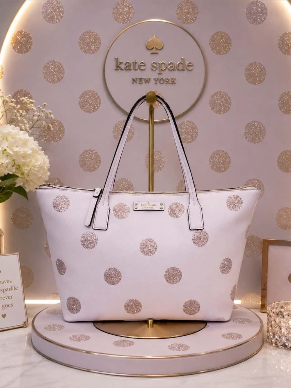 Kate Spade Haven Lane Hani “Plum Dawn” Glitter Polka Dot Tote ✨